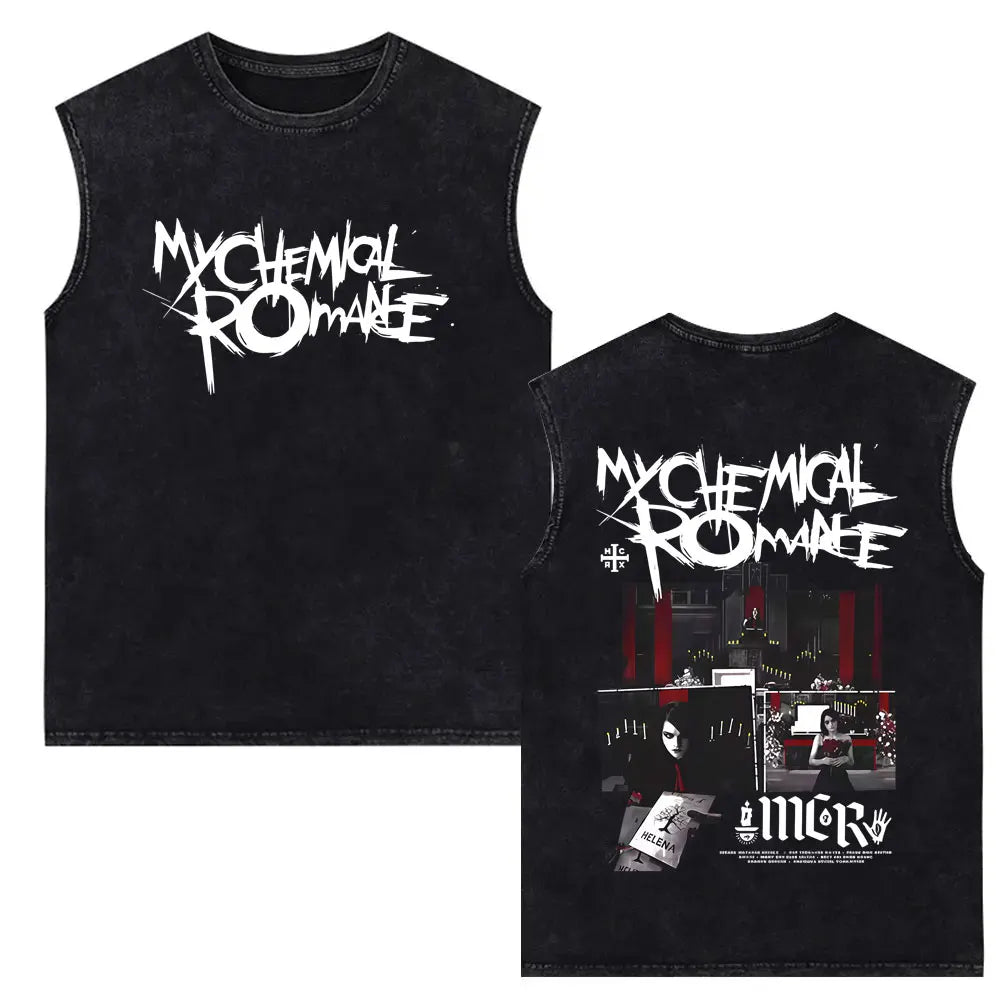 My Chemical Romance Vintage Washed Tank Tops Three Cheers for Sweet Revenge Sleeveless Vest Men Retro Punk Emo Rock Band T-shirt