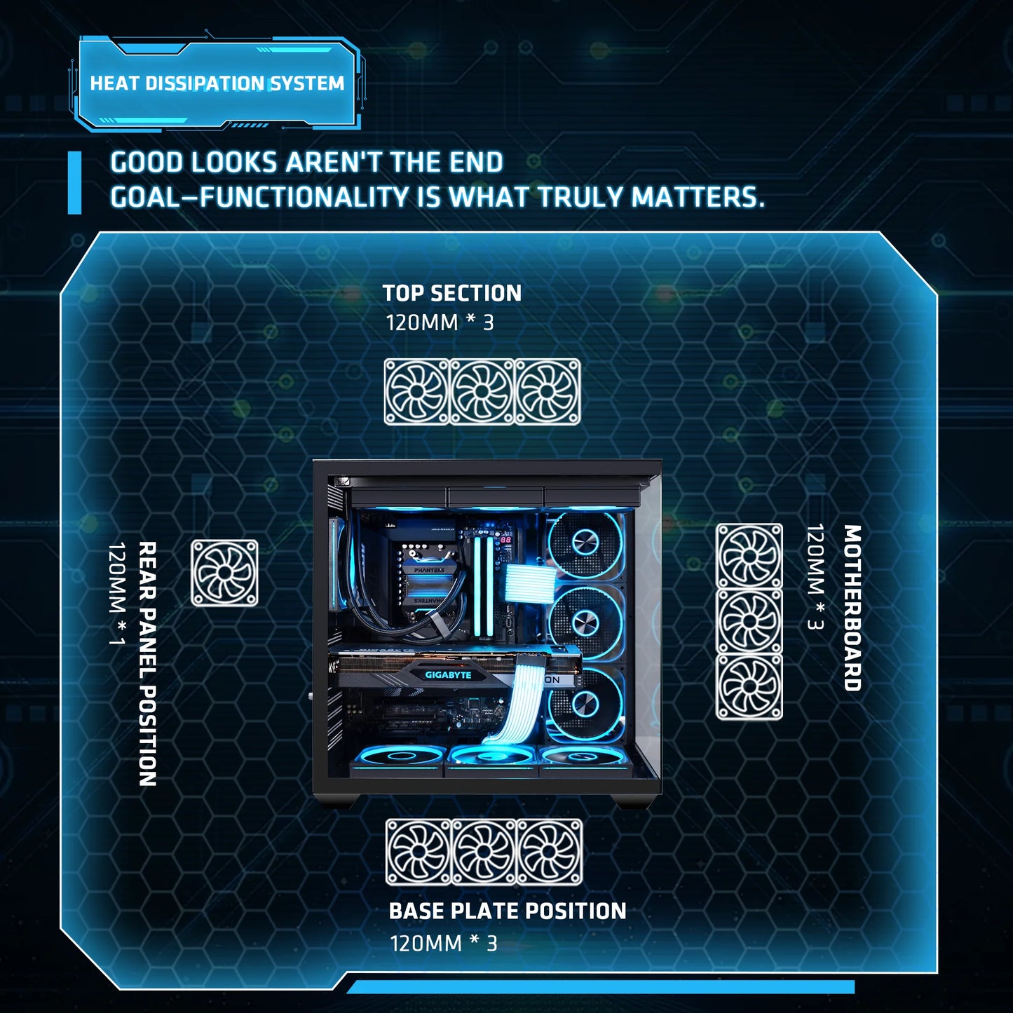 Yeah Magic Sword V 270° Column-Free Panoramic View ATX PC Case  Superior Thermal Performance Gaming And Office PC Case