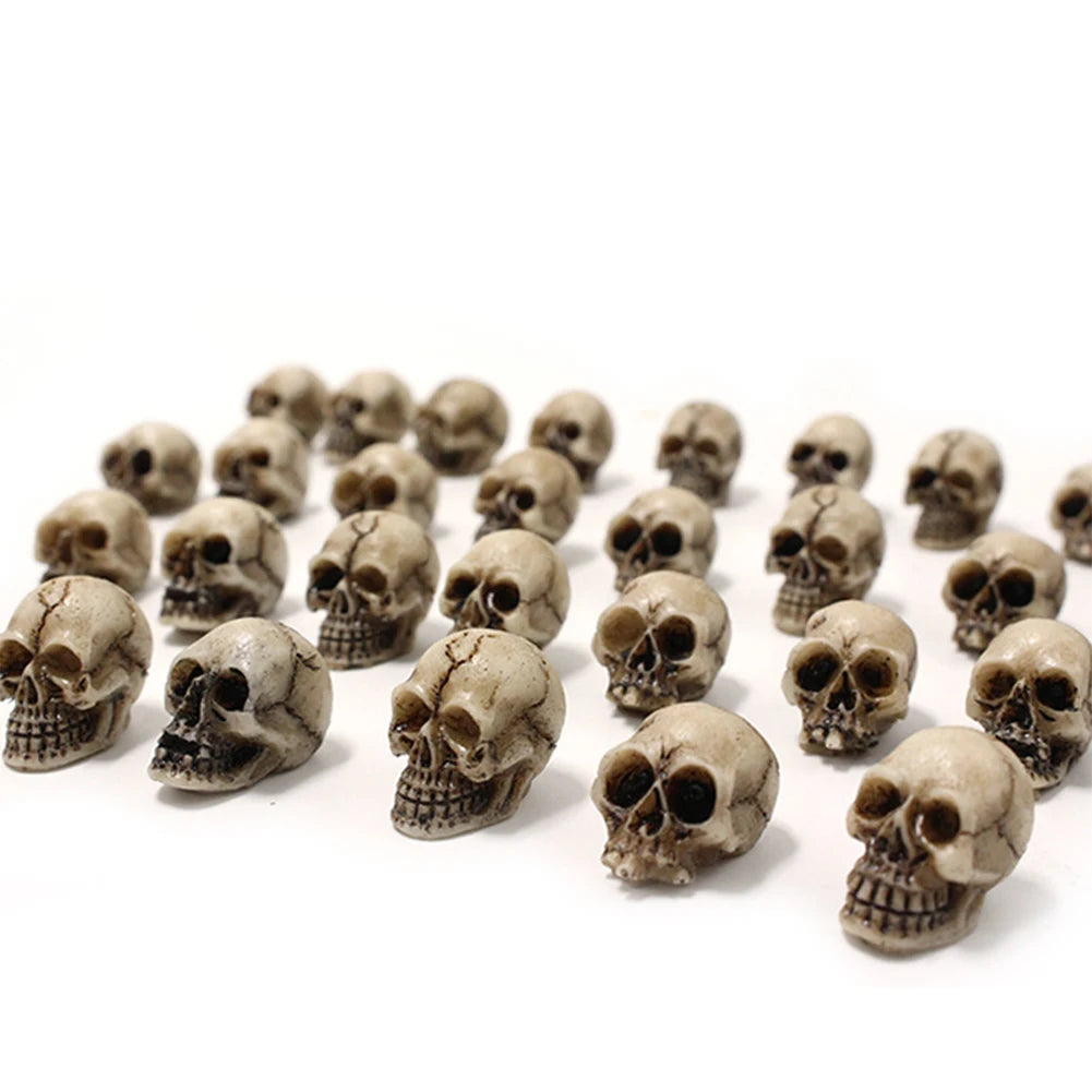 20Pcs Gothic Skull Sculptures Collectable Halloween Skeleton Statues Ornament Festival Theme Landscape Garden Potted Plant Decor