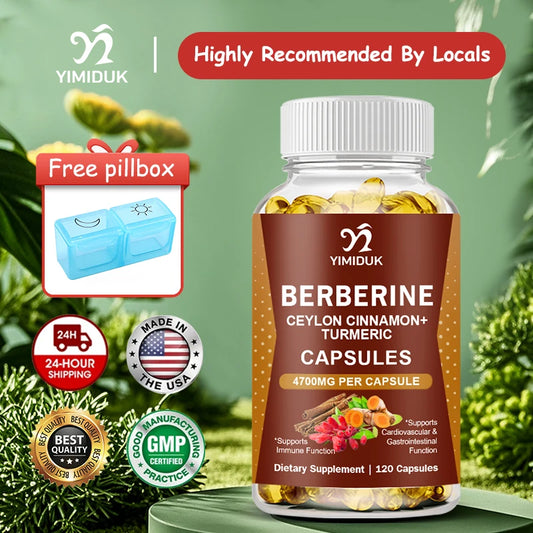 Yimiduk Berberine Capsules, with Ceylon Cinnamon, for Weight Management Aid, Cardiovascular & Gastrointestinal & Brain Function