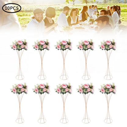 10pcs Golden Vase 80cm for Table Wedding, 31.5inch Metal Wedding Centerpieces Vase, Flower Road Lead Stand Stackable