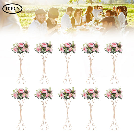 10pcs Golden Vase 80cm for Table Wedding, 31.5inch Metal Wedding Centerpieces Vase, Flower Road Lead Stand Stackable