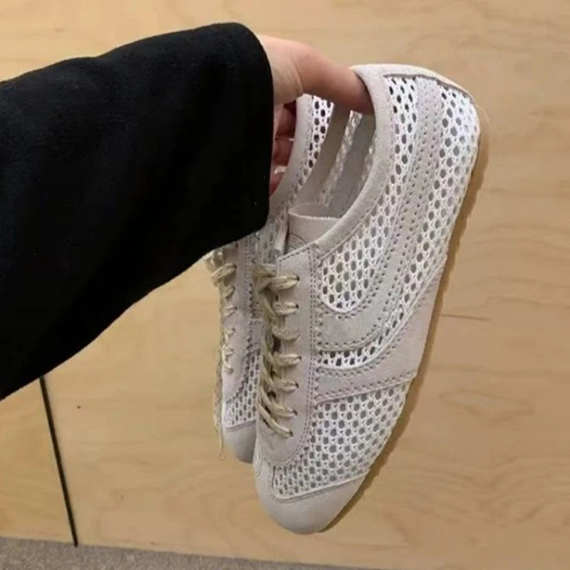 AIYUQI Mesh German Training Shoes Women 2026 New Summer Sneakers Women Retro Genuine Leather Casual Lace-up Sneakers Women