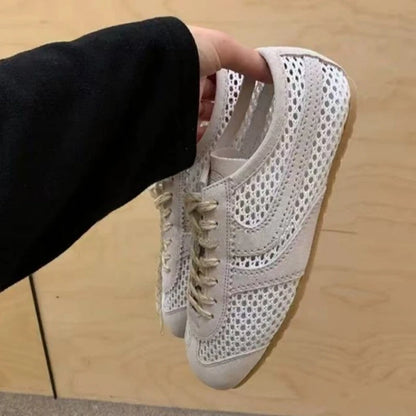 AIYUQI Mesh German Training Shoes Women 2026 New Summer Sneakers Women Retro Genuine Leather Casual Lace-up Sneakers Women
