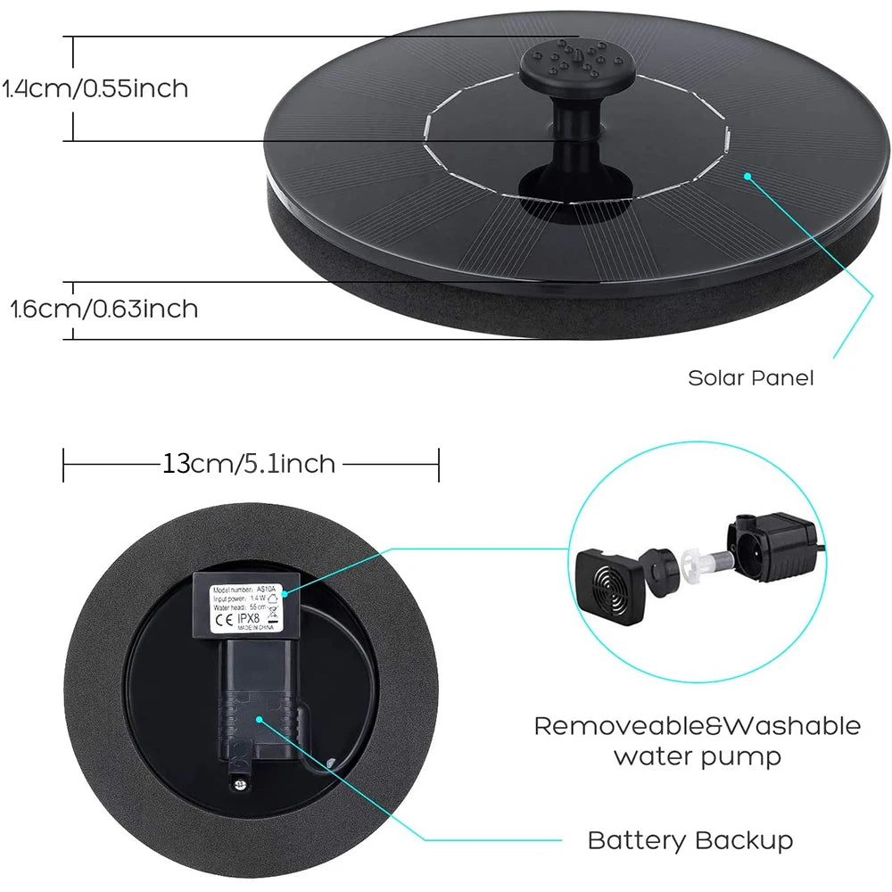 Circular Solar Fountain Pump Outdoor Swimming Pool Mini Floating Fountain Garden Courtyard Water Landscape Decoration Fountain