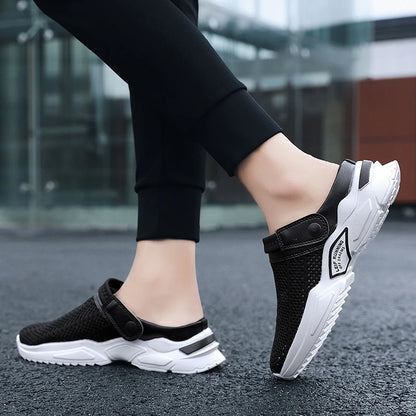 2025 Summer Flip Flops Large Size Men's Half-Slippers Men's Sandals Student Bag-Toe Sandals Beach Shoes Casual Breathable
