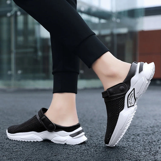 2025 Summer Flip Flops Large Size Men's Half-Slippers Men's Sandals Student Bag-Toe Sandals Beach Shoes Casual Breathable