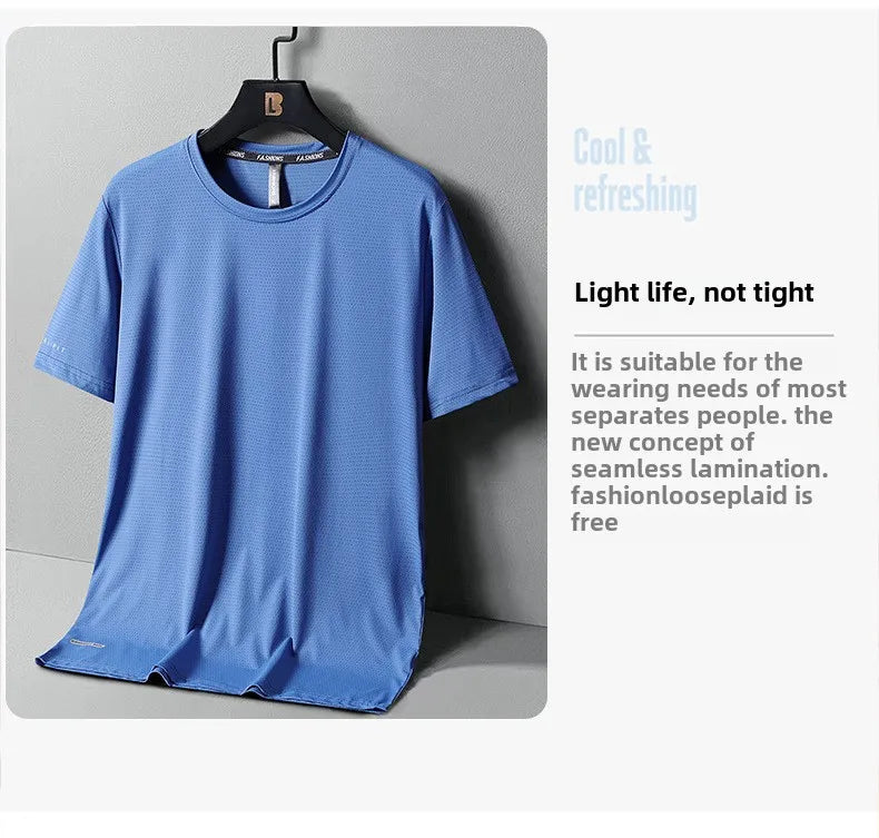 High-Quality Ice Silk T-Shirts Men Plus Size 8XL Male Tshirt Fat Man Tee Shirt Breathable Wearing Tee Tops Running Fast Shipping