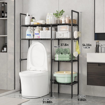 2/3 Tier Bathroom Storage Cabinet - Space-Saving, Over-The-Toilet Storage Shelf, Easy to Assemble, Suitable for Bathroom Essentials with Rust-Proof Metal Frame and Plastic Dividers, Ideal for Storing Toiletries, Towels, and D