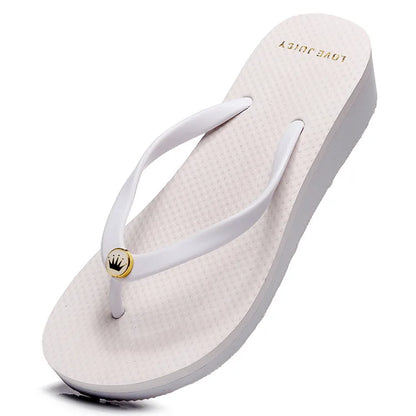 33-43 Summer New 2025 Women Slope Heel Flip Flops For women Tall 6cm Anti Slip Thick Bottom Height Increasing Beach Sandals Sxey