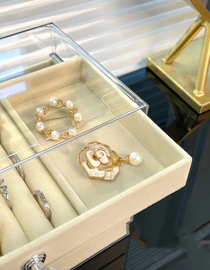 5 Layers Desktop Jewelry Drawer Large Capacity Earrings Ring Necklace Storage Organizer Display Stand