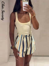 Relaxed Striped Pocket Shorts