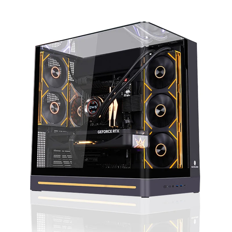 WJCOOLMAN AITO Plus ATX PC case 9.16-inch screen RGB light strip 360 water cooler Integrated curved glass computer case