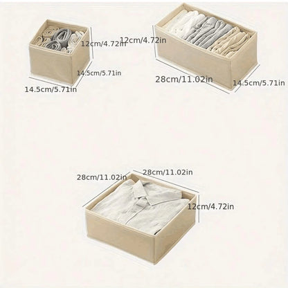 Foldable 6/12pcs Underwear Organizer Set • Hard Storage Boxes for Bra Socks • Drawer/Closet Clothes Organizers