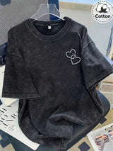 Distressed Double-Heart Graphic T-Shirt