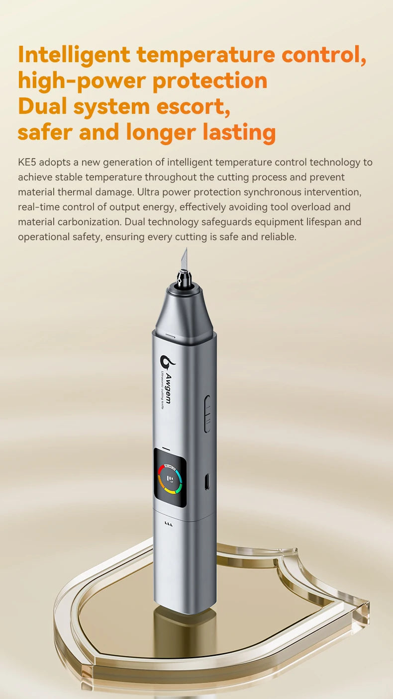 Awgem KE5 Handheld Ultrasonic Cutter Ultrasonic cutting knife DIY Electric Carving Tool for Plastic/Resin/3D Printing/Textile