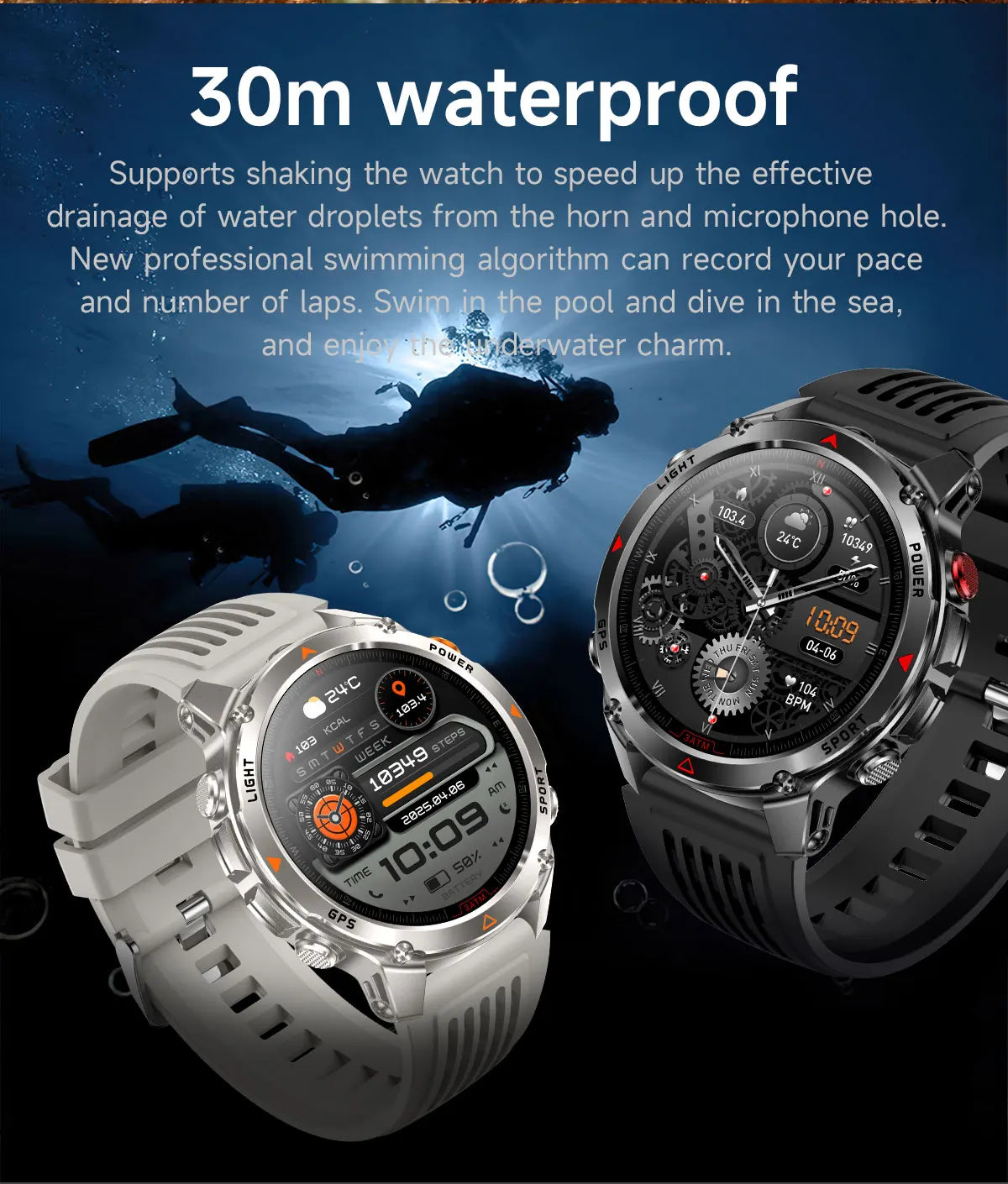 HT37 T-Rex 3 Pro Military GPS Smart Watch Waterproof Dual-band GNSS Compass Altimeter Swim 170 Sports Mode Watch with Flashlight