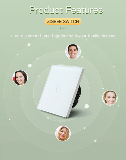 BSEED Zigbee Smart Light Switch 1/2/3Gang Wall Touch Switch Smart Life Google Alexa Tuya App Control No Neutral Wire Required