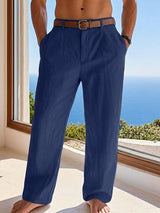 Men's Linen-Blend Straight-Leg Trousers — view 2