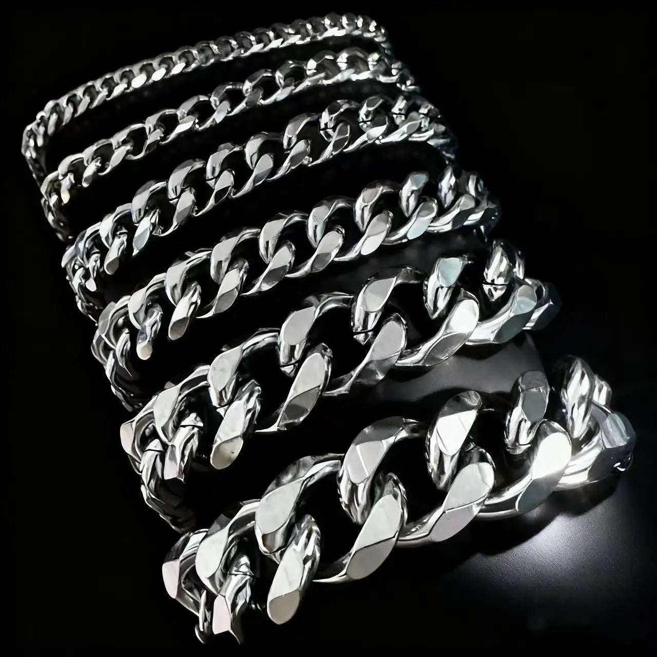 HNSP 3MM-15MM Thick 316L Stainless Steel Cuban Chain Bracelet For Men Hand Jewelry Punk Street Style Accessory PVD Electroplat