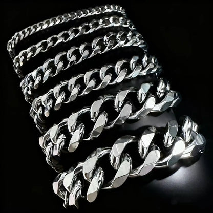 HNSP 3MM-15MM Thick 316L Stainless Steel Cuban Chain Bracelet For Men Hand Jewelry Punk Street Style Accessory PVD Electroplat