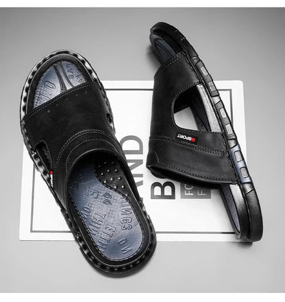 2025 Mens Slippers Summer Casual Shoes Beach Sandals Outdoor Slides Walking Comfort Leather Luxury Designer Fashion Lightweight