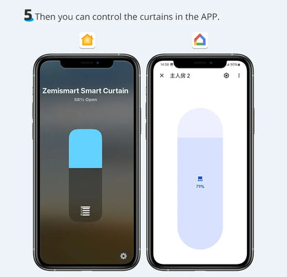 Zemismart Matter Over WiFi Electric Sliding Curtain Track with Smart Motor Support HomeKit SmartThings Alexa Google Home APP