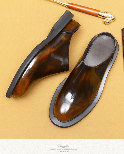 Luxury Men's Slippers Genuine Leather Loafers Men Moccasins Casual Non-slip Man Shoes Italian Summer Fashion Half Shoes for Men