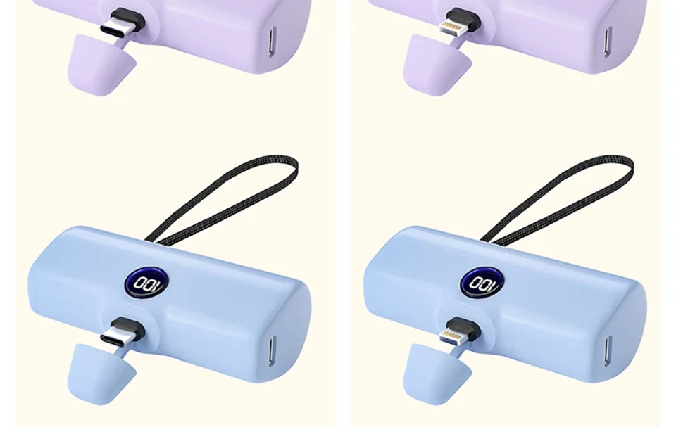 Fast Charge Portable Charger for iPhone Samsung Xiaomi Compact External Spare Battery Built-in Plug PD Fast Charging Power Bank