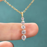 Oxtao Five-Stone Moissanite Pendant Necklace — view 2