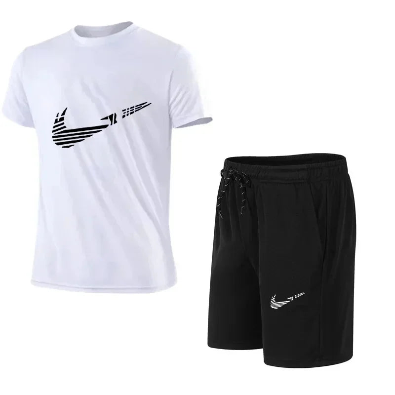 2025 Summer Fashion Men's Tracksuit T-shirt Shorts Set Leisure Short Sleeve Set Jogging Gym Suit Brand Clothing