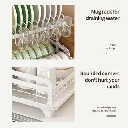 2 Layer Kitchen Dish Rack, Dish Drying Rack,Kitchen Organizer,Escurridor De Platos Para Fregadero,Kitchen Essentials,Space-Savin
