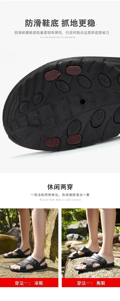 Fashion Sandals Men Summer Comfortable Adult Men's  Casual Slippers Beach Shoes For Men Non-slip Open-toe Sandals Male