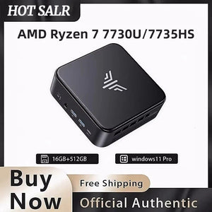 Mini PC with AMD Ryzen7 7735HS/7730U 32GB 512GB SSD AMD Mini PC computer Gaming PC  Support 4K HDMI DP Type-C WiF