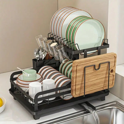 2 Layer Kitchen Dish Rack, Dish Drying Rack,Kitchen Organizer,Escurridor De Platos Para Fregadero,Kitchen Essentials,Space-Savin