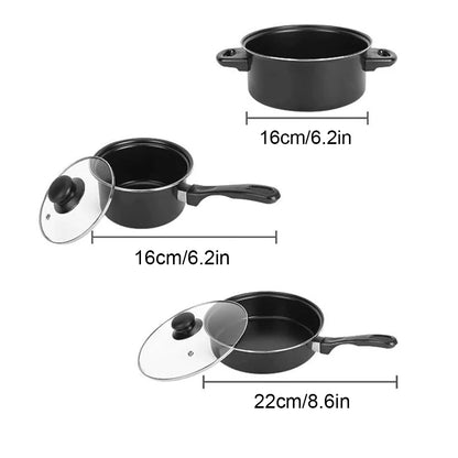 12Pcs Non Stick Cookware Set Milk Pot Maifan Stone Frying Pan with Lid Cooking Pot Set Stackable Pot Set for All Hob