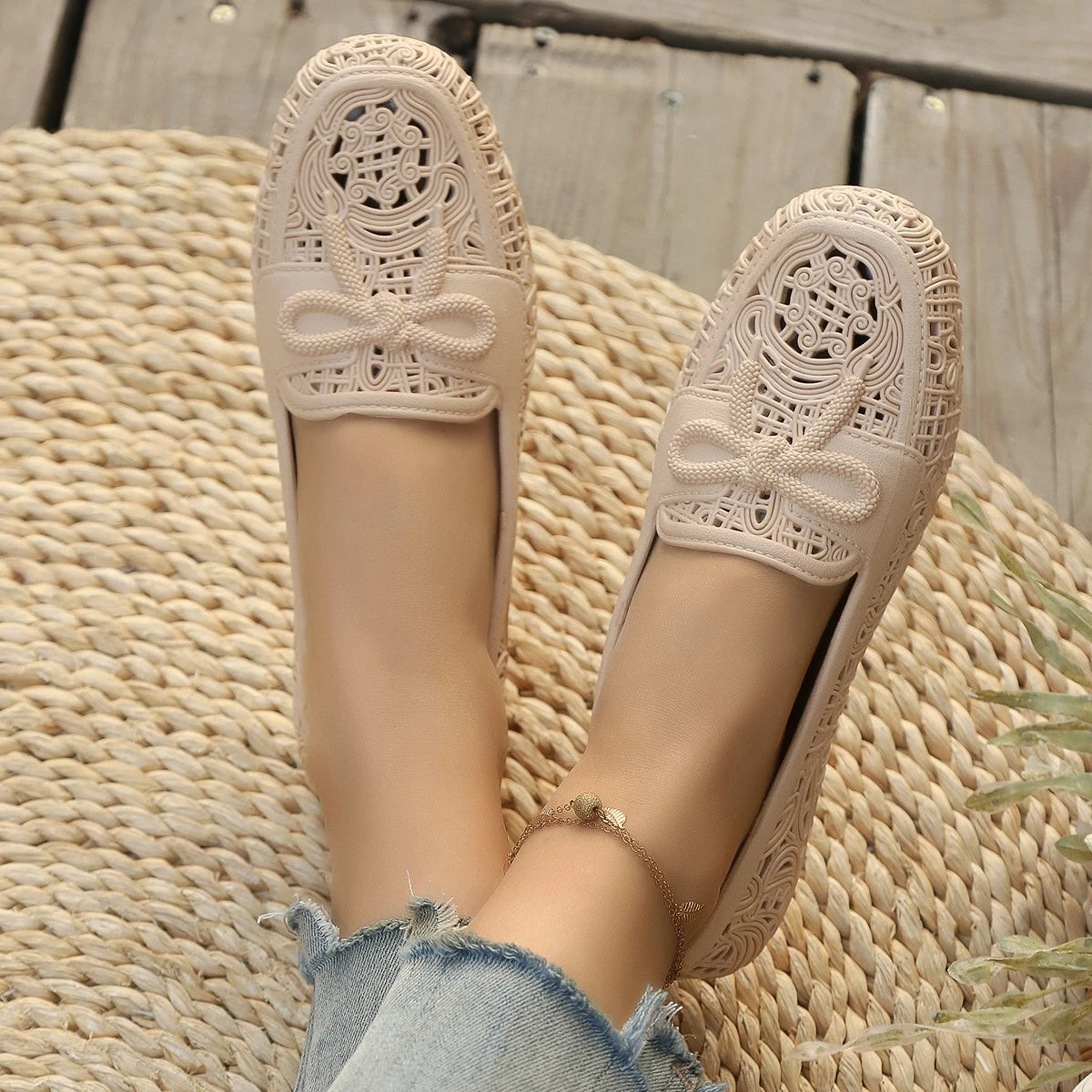 Summer New Style Round-toe Comfortable Anti-slip Sexy Casual Shoes Fashionable and Popular - Bow-shaped Flat Shoes for Women
