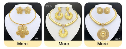 GZJPEI Two Tone Jewelry Set Gold Plated Big Pendant Necklace Bracelet Water Drop Earring Ring For Women Wedding Gifts 2025 New