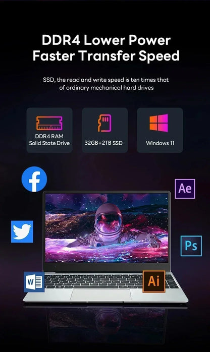 LENOU Ultra Slim 15.6" Laptop 32GB 2TB Windows 11 Intel Core i9-9880 Gaming Office Portable Business Student Notebook Computer