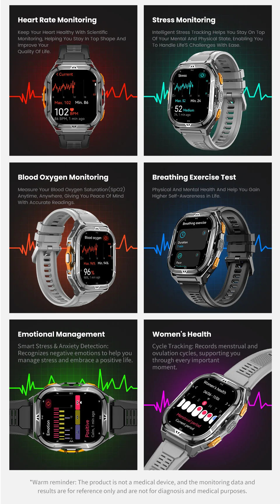New For XIAOMI Sport Wristband Built-in GPS&Compass BT Call Smartwatch Altimeter Health Monitoring 3ATM Waterproof Swim Watches