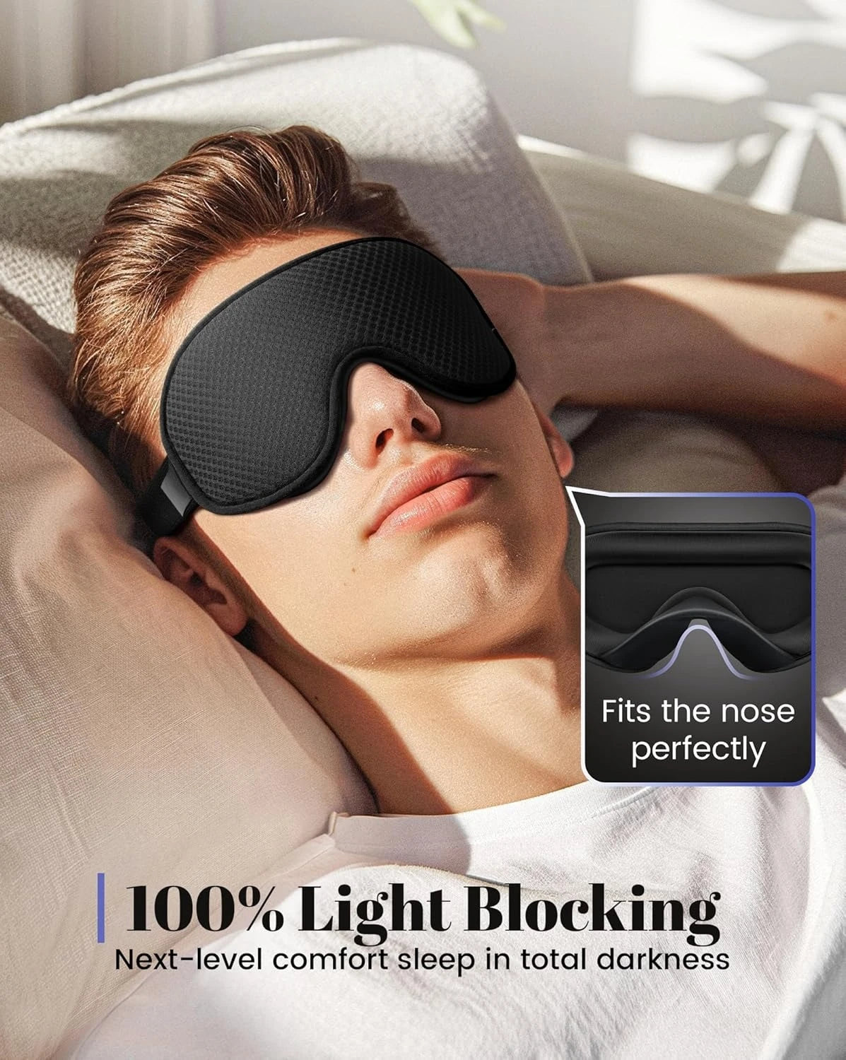 Sleep Mask ,Blackout Eye Masks for Sleep - 3D Breathable Soft Comfortable Eye Mask for Sleeping- Adjustable  Night Masks