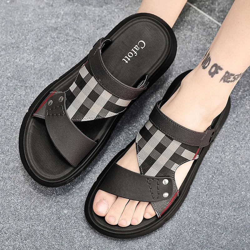 Sandals Men's 2025 New Summer Casual Beach Shoes Indoor and Outdoor Wear Two-Wear Lightweight One-Line Sandals