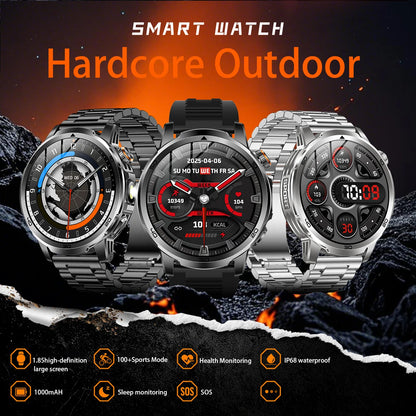 2026 New  Outdoor Smart Watch 1.85inch AMOLED 1000mAh Large Battery 5ATM Waterproof Voice Call Sports Men Fitness Bracelet