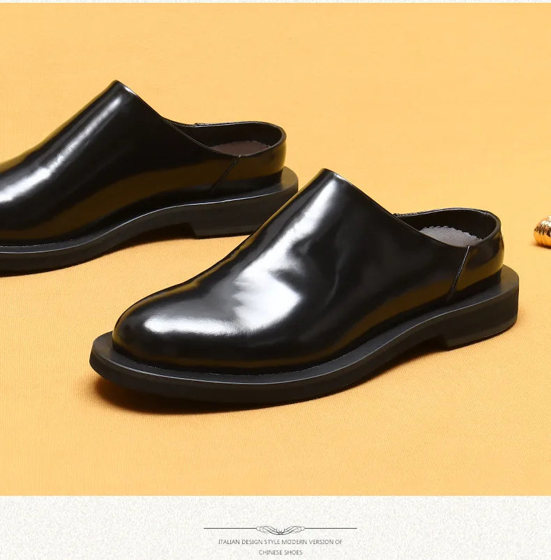 Luxury Men's Slippers Genuine Leather Loafers Men Moccasins Casual Non-slip Man Shoes Italian Summer Fashion Half Shoes for Men