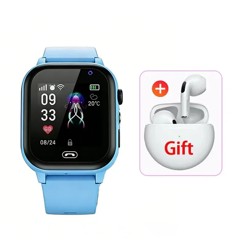 Lenovo 2027 Kids 5G Smart Watch GPS SOS Video Call HD Camera Waterproof SIM Card Support Earphone Child Watch for Boys & Girls