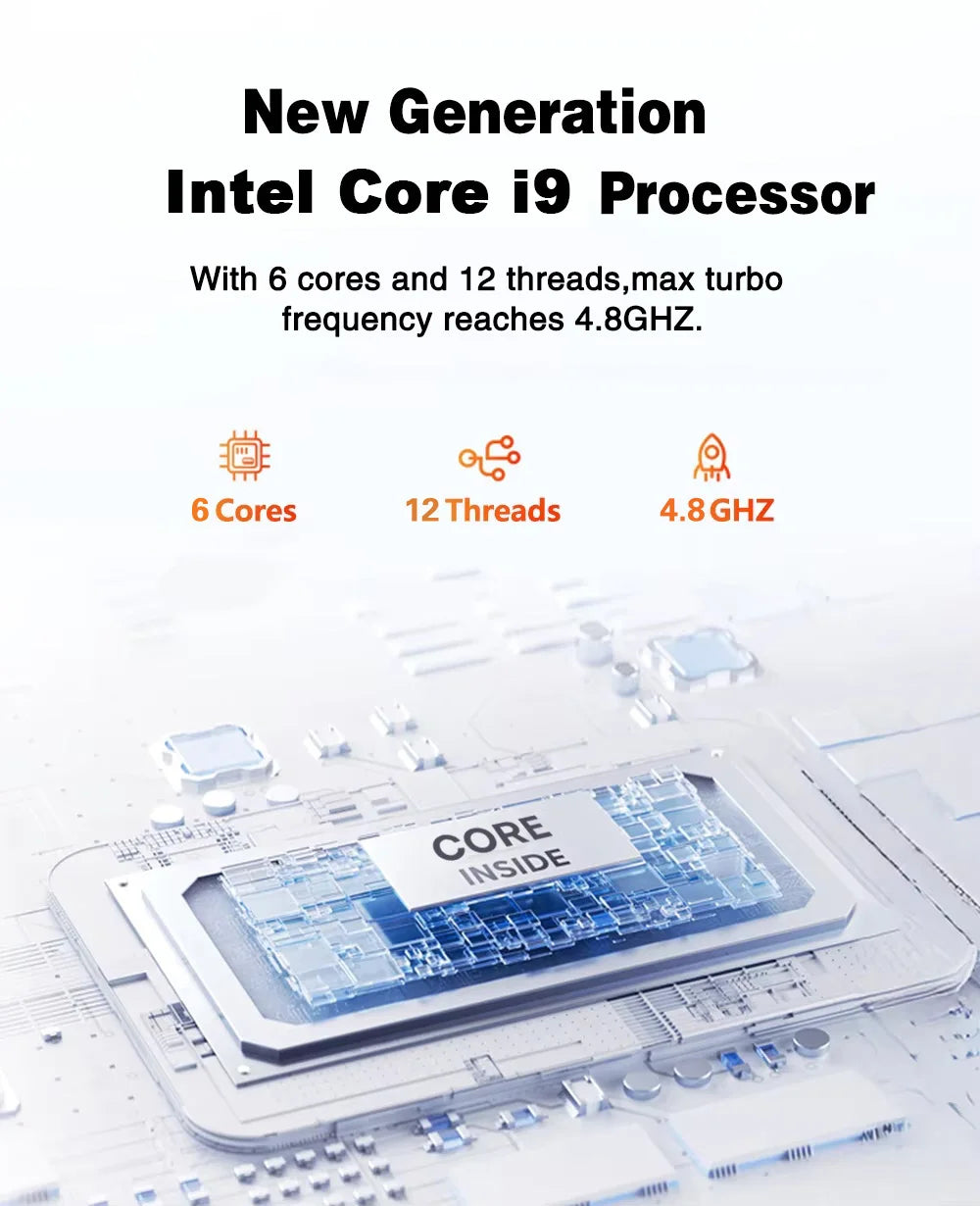 Intel i9 Windows11 Mini PC Protable Gaming i9 10980HK N150 16/32GB RAM WIFI6 BT5.2 4K 1/2TB SSD 1000Mbps Mini Gamer Computer PC