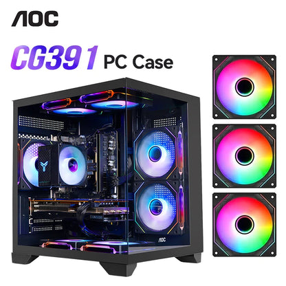 AOC CG391 PC Case MATX Gaming Desktop Case Supports 240 Water Cooling With 3 Pcs ARGB Fans Computer Case Sea View Room 컴퓨터 섀시