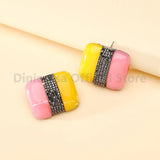 Color-Block Resin Stud Earrings — view 5