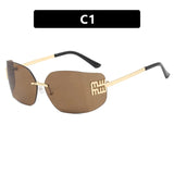 Riveted Rimless Rectangle Sunglasses — view 9