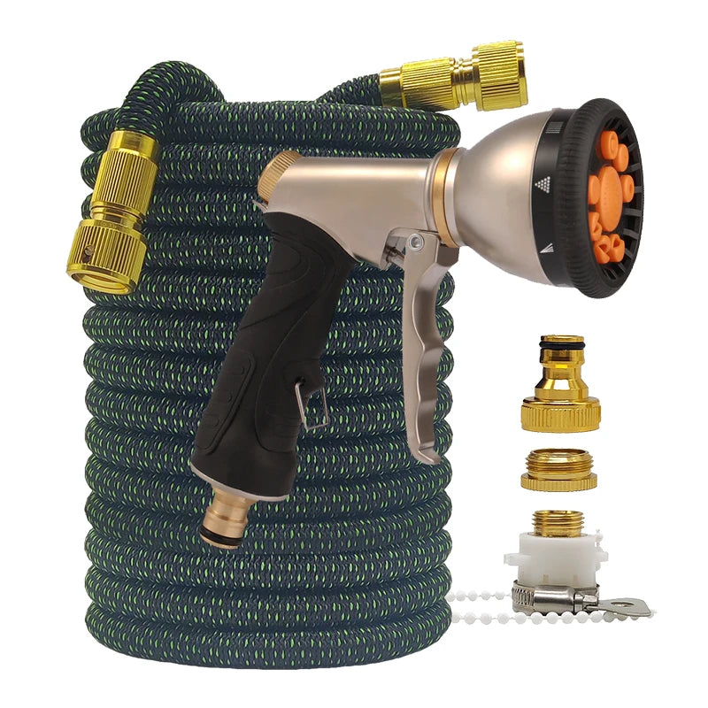High Pressure Garden Water Hose Expandable Magic Flexible 2.5-30 Meters Sesame Granules Pipe Garden Farm Irrigation Car Wash Gun